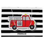 Grand Sac Cadeau Bandes noires et blanches avec Camion feu rouge (Dos)