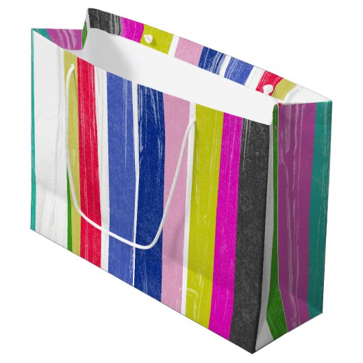 Grand Sac Cadeau Bandes verticales (Devant Angle)