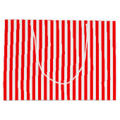 Grand Sac Cadeau Bandes verticales de taille moyenne rouge et blanc (Dos)