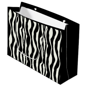 Grand Sac Cadeau Bandes zébrées - Noir et Blanc