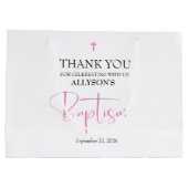 Grand Sac Cadeau Baptême de fille rose (Dos)