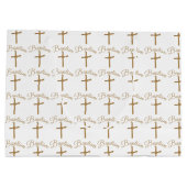 Grand Sac Cadeau Baptême de la croix de palme d'or (Dos)