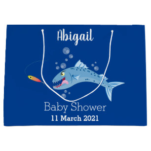 Grand Sac Cadeau Barracuda poisson affamé de la pêche dessin animé