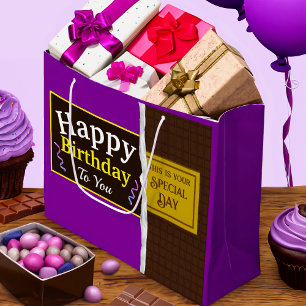 Grand Sac Cadeau Barre de chocolat personnalisée Anniversaire