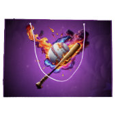 Grand Sac Cadeau Baseball en feu. (Dos)