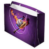 Grand Sac Cadeau Baseball en feu. (Dos Angle)