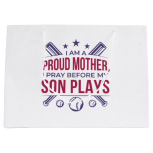 Grand Sac Cadeau Baseball Fier Mère Je Prie Avant Que Mon Fils Ne J