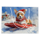 Grand Sac Cadeau Basenji Chien en rebord Laisser neiger Noël (Dos)
