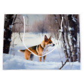 Grand Sac Cadeau Basenji Laisser neiger Noël (Devant)