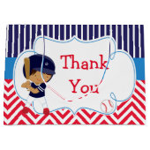 Grand Sac Cadeau Basique de baseball Africain Américain Boy Anniver (Devant)