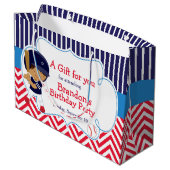 Grand Sac Cadeau Basique de baseball Africain Américain Boy Anniver (Dos Angle)