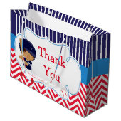 Grand Sac Cadeau Basique de baseball Africain Américain Boy Anniver (Devant Angle)