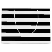 Grand Sac Cadeau Basiques horizontales noires et blanches (Devant)