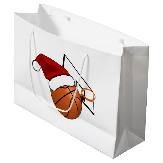 Grand Sac Cadeau Basket-ball et cerceau de Noël (Devant Angle)