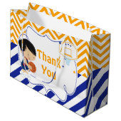 Grand Sac Cadeau Basket-ball mignonne Black cheveux Merci (Devant Angle)