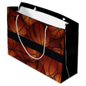 Grand Sac Cadeau Basket-balls sur la flanelle (Dos Angle)