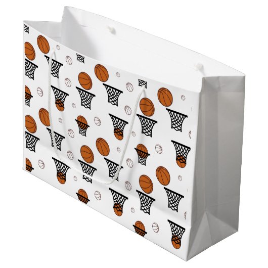 Grand Sac Cadeau Basketball Pattern (Devant Angle)