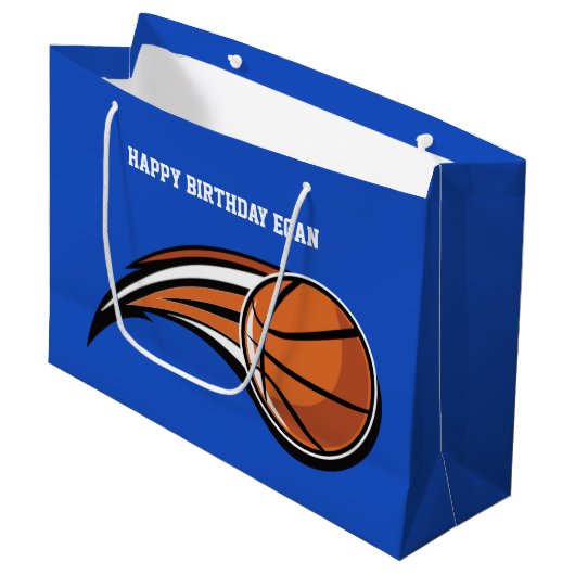 Grand Sac Cadeau Basketball Swoosh Blue Anniversaire (Devant Angle)