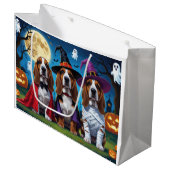 Grand Sac Cadeau Basset Hound Chiens Citrouille Halloween Funny (Devant Angle)