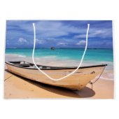 Grand Sac Cadeau Bateau Sur La Plage (Devant)