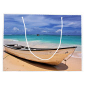 Grand Sac Cadeau Bateau Sur La Plage (Dos)