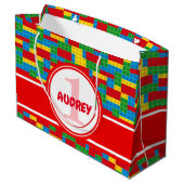 Grand Sac Cadeau Bâtiment Bloc Construire et Jouer Anniversaire col (Dos Angle)