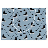 Grand Sac Cadeau Bâton de hockey sur glace bleu poussiéreux, Motif  (Devant)