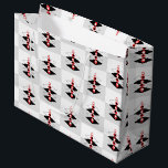 Grand Sac Cadeau Baubles d'art atomique rétro<br><div class="desc">Le design de style Retro Atomic Art présente des "baubles" rouges/blancs/noirs centrés entre une tour à quatre dimensions de plans géométriques sur un arrière - plan de blocs colorés gris</div>