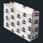 Grand Sac Cadeau Baubles d'art atomique rétro<br><div class="desc">Le design de style Retro Atomic Art présente des "baubles" rouges/blancs/noirs centrés entre une tour à quatre dimensions de plans géométriques sur un arrière - plan de blocs colorés gris</div>