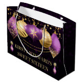 Grand Sac Cadeau Baubles de Noël pourpre et or doux 16 (Dos Angle)