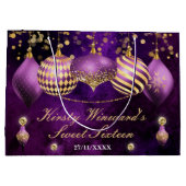 Grand Sac Cadeau Baubles de Noël pourpre et or doux 16 (Dos)