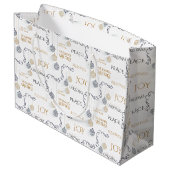 Grand Sac Cadeau Baubles de vacances minimaux Noir et Or (Dos Angle)