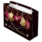 Grand Sac Cadeau Baubles d'hiver Burgundy & Gold Noël (Dos Angle)