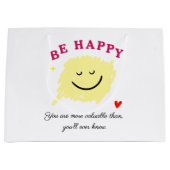 Grand Sac Cadeau Be Happy – Motivational Gift Bag | Uplifting Quote (Devant)