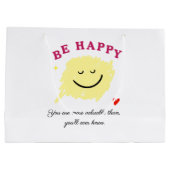 Grand Sac Cadeau Be Happy – Motivational Gift Bag | Uplifting Quote (Dos)