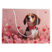 Grand Sac Cadeau Beagle avec Rose - Saint Valentin (Dos)