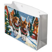 Grand Sac Cadeau Beagle Dogs Christmas Snow Holiday (Dos Angle)