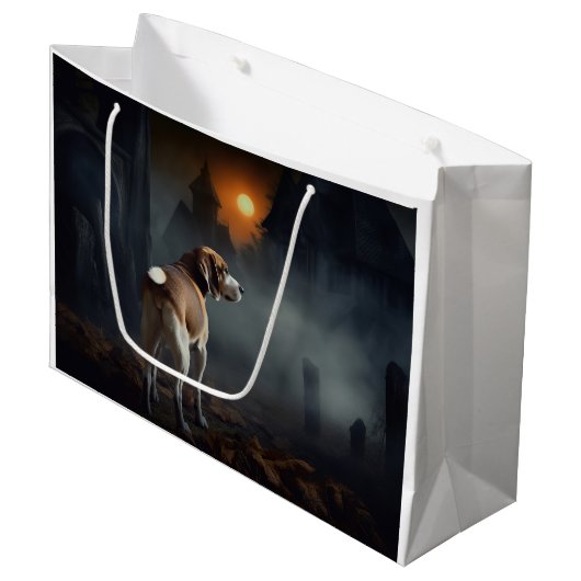 Grand Sac Cadeau Beagle Halloween effrayant (Devant Angle)