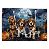 Grand Sac Cadeau Beagle Halloween Éffrayant (Dos)