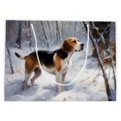 Grand Sac Cadeau Beagle Laisser Neige Noël (Dos)