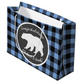 Grand Sac Cadeau Bear Baby shower Garçon bleu (Devant Angle)
