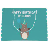 Grand Sac Cadeau Bear mignonne avec ballon fête d'anniversaire (Devant)