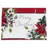 Grand Sac Cadeau Beau cadre poinsettia Noël (Devant)