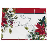 Grand Sac Cadeau Beau cadre poinsettia Noël (Dos)