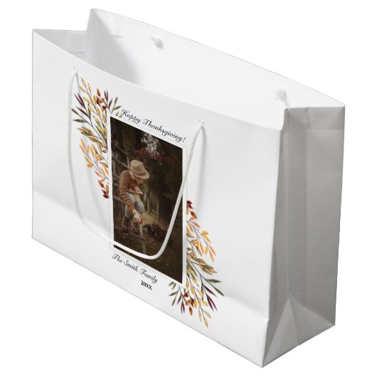 Grand Sac Cadeau Beau feuillage d'automne Thanksgiving Photo (Devant Angle)