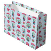 Grand Sac Cadeau Beau Floral Mason Jar Hearts Motif (Devant Angle)