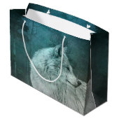 Grand Sac Cadeau Beau loup gris dans une forêt foncée (Dos Angle)