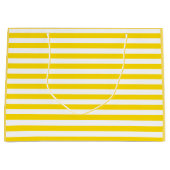 Grand Sac Cadeau Beau Modish Jaune Modèle rayé blanc (Devant)