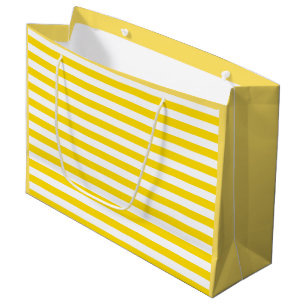 Grand Sac Cadeau Beau Modish Jaune Modèle rayé blanc