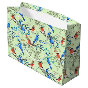 Grand Sac Cadeau Beau Motif d'aquarelle et de feuillage